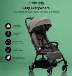 Hamilton By Yoop X1 Plus Buggy – Nieuw, Hoger, Uitgebreider 2023 Model – Premium Stroller Met One Hand Folding Technologie – Grijs – Lichte, Verstelbare En Wendbare Kinderwagen Met Vele Gemakken -Jollein Baby Verkoopwinkel 1140x1200 2