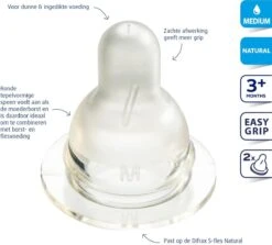 Difrax Flessenspeen Natural - Maat Medium - 2 Stuks -Jollein Baby Verkoopwinkel 1200x1082