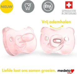 Medela Baby Fopspeen Soft Silicone Superzacht Lichtgewicht Eendelig - Soft Pink - 6-18 Maanden - 2 Stuks -Jollein Baby Verkoopwinkel 1200x1149 2