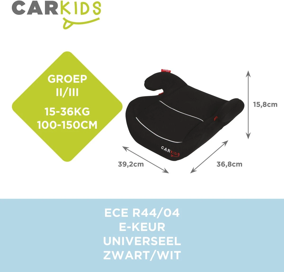 Carkids Auto Zitverhoger Zwart En Wit | Autostoel Groep 2-3 | Kinderen Van 3,5-12 Jaar | 15-36 Kg 4 Carkids Auto Zitverhoger Zwart En Wit | Autostoel Groep 2-3 | Kinderen Van 3,5-12 Jaar | 15-36 Kg - Afbeelding 4