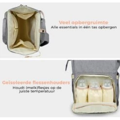 LifeGoods Luiertas Rugzak - Incl. Buggy En Kinderwagen Haken - Complete Set - 23.8 L - Grijs -Jollein Baby Verkoopwinkel 1200x1200 251