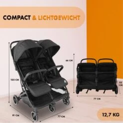 Deryan Luxe Rolo X2 Dubbele Buggy - Duo Buggy - Zwart -Jollein Baby Verkoopwinkel 1200x1200 257