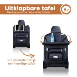 Bablue Autostoel Organizer - Zwart - 1 Stuks - Stevig PU Leer - Met Uitklapbare Tafel - Auto Organizer - Auto Accessories Interieur - Autostoel Organizer Tablet Houder - Autostoel Beschermer -Jollein Baby Verkoopwinkel 1200x1200 299