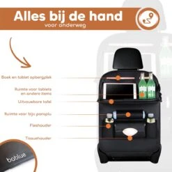 Bablue Autostoel Organizer - Zwart - 1 Stuks - Stevig PU Leer - Met Uitklapbare Tafel - Auto Organizer - Auto Accessories Interieur - Autostoel Organizer Tablet Houder - Autostoel Beschermer -Jollein Baby Verkoopwinkel 1200x1200 300