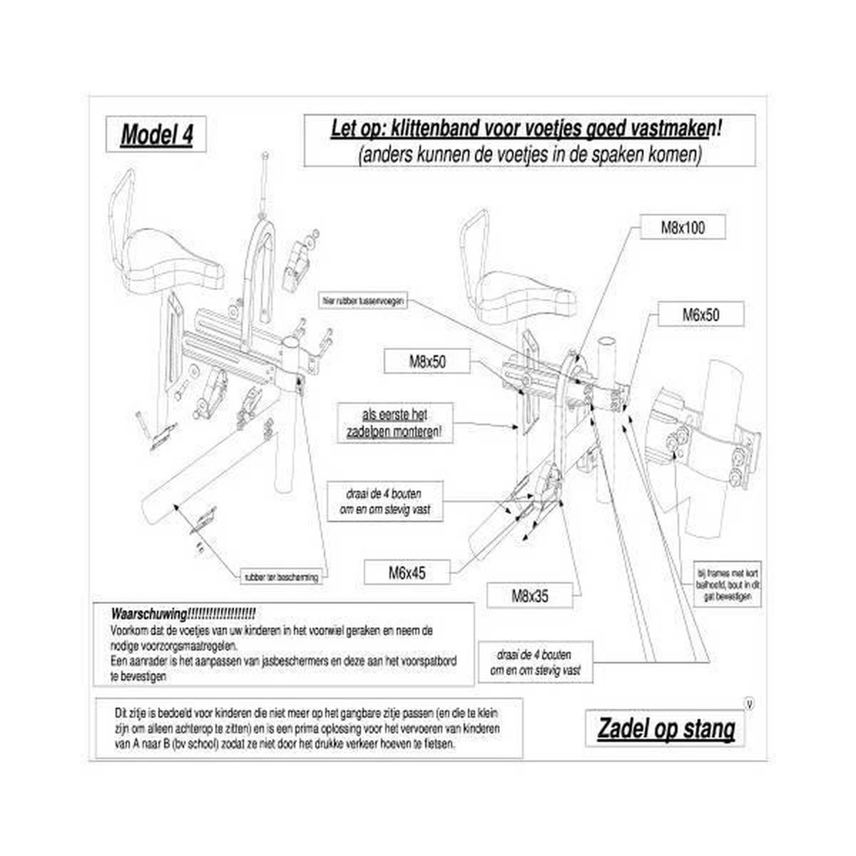 Zadel Op Stang Model 4 Kinderzitje Voor Damesfiets Met Enkele Oversized Onderbuis - Nooit Meer Zwaar Sturen 4 Zadel Op Stang Model 4 Kinderzitje Voor Damesfiets Met Enkele Oversized Onderbuis - Nooit Meer Zwaar Sturen - Afbeelding 4