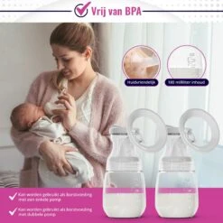 Babeza Borstkolf - Elektrische Borstkolf - Incl. 2 Babyfles 180ml - Handsfree - Oplaadbaar - Dubbele Borstkolf -Jollein Baby Verkoopwinkel 1200x1200 398