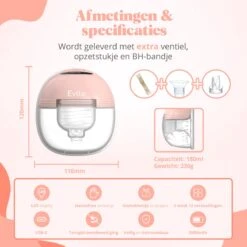 Evite Elektrische Draadloze Borstkolf – Handsfree & Draagbaar – BPA-Vrij – Dubbele Borstkolf – Met E-Book - Roze -Jollein Baby Verkoopwinkel 1200x1200 409
