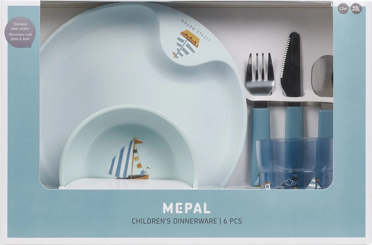 Mepal Mio – Kinderservies Set 6-delig – Bestaat Uit Een Bord, Schaaltje, Glas En Bestek – Sailors Bay - Licht In Gewicht – Kan Tegen Een Stootje 2 Mepal Mio – Kinderservies Set 6-delig – Bestaat Uit Een Bord, Schaaltje, Glas En Bestek – Sailors Bay - Licht In Gewicht – Kan Tegen Een Stootje - Afbeelding 2