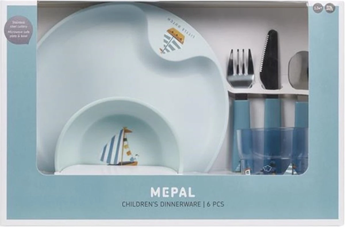 Mepal Mio – Kinderservies Set 6-delig – Bestaat Uit Een Bord, Schaaltje, Glas En Bestek – Sailors Bay - Licht In Gewicht – Kan Tegen Een Stootje 4 Mepal Mio – Kinderservies Set 6-delig – Bestaat Uit Een Bord, Schaaltje, Glas En Bestek – Sailors Bay - Licht In Gewicht – Kan Tegen Een Stootje - Afbeelding 4