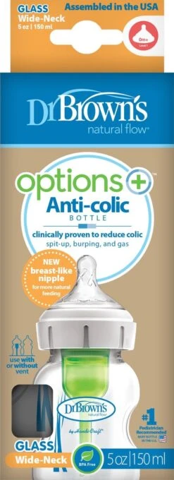 Dr. Brown's Options+ Anti-colic Bottle Brede Hals Fles - Glas - 150 Ml -Jollein Baby Verkoopwinkel 436x1200