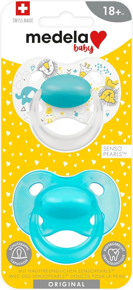 Medela Baby Fopspeen Original Hoge Acceptatie Orthdontisch Ergonomische Vorm - Turquoise Blauw - 18+ Maanden - 2 Stuks 11 Medela Baby Fopspeen Original Hoge Acceptatie Orthdontisch Ergonomische Vorm - Turquoise Blauw - 18+ Maanden - 2 Stuks - Afbeelding 11