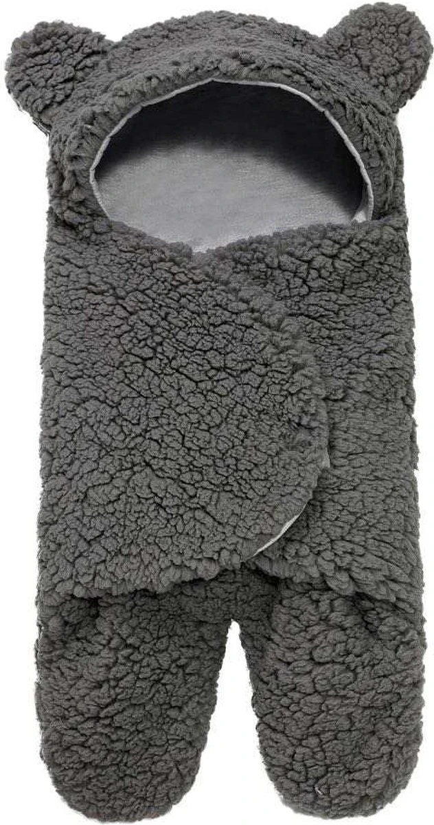 BonBini´s Teddy Bear Wikkeldeken Newborn - Zachte Donkergrijze Teddy Beer Inbakerdoek Newborn Baby - 0-3 Maanden - Donkergrijs 58cm 1 BonBini´s Teddy Bear Wikkeldeken Newborn - Zachte Donkergrijze Teddy Beer Inbakerdoek Newborn Baby - 0-3 Maanden - Donkergrijs 58cm