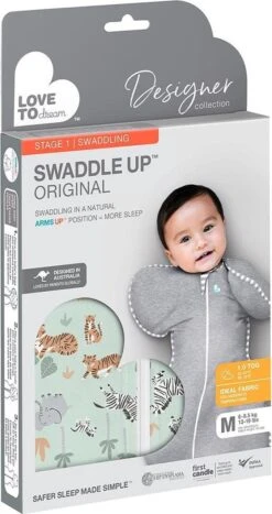 Love To Dream™ Babyslaapzak Swaddle Up™ - Inbakeren - Baby 3-6 Maanden - 6-8.5 Kg - All Season - Safari -Jollein Baby Verkoopwinkel 635x1200