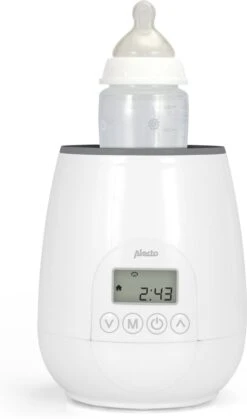 Alecto BW-700 - Snelle Digitale Flessenwarmer 500W Voor Opwarmen, Steriliseren En Ontdooien - Inclusief Stoomkap - Bediening Via Display - Wit -Jollein Baby Verkoopwinkel 708x1200