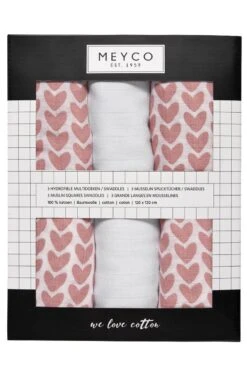 Meyco Knitted Heart Swaddle - 3-pack - Hydrofiel - Pink - 120x120cm -Jollein Baby Verkoopwinkel 800x1200 4