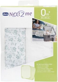 Chicco - Set Van 2 Hoeslakens Blauw Vossenpatroon - Voor Next2Me Wieg -Jollein Baby Verkoopwinkel 850x1200