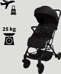WOOSH New Buggy - Zwart - One Hand Folding - 3 Slaapstanden - Wandelwagen Tot 25 Kg - Regenhoes - Bekerhouder - Muggennet -Jollein Baby Verkoopwinkel 977x1200